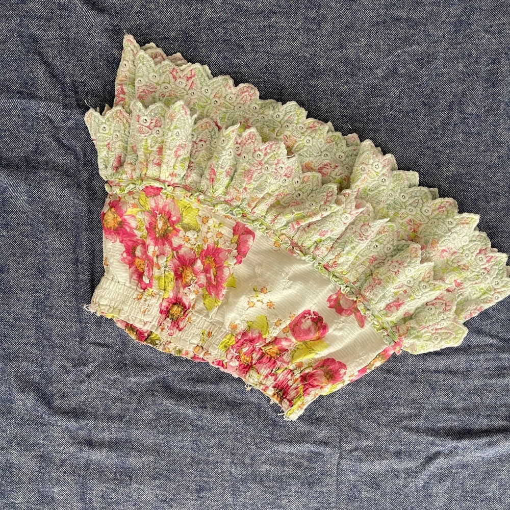 LoveShackFancy multi color floral skirt